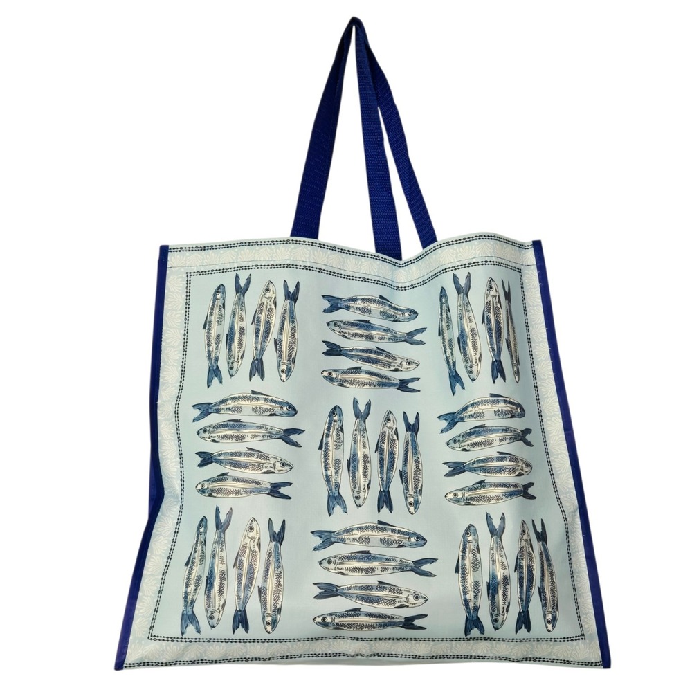 Sardines Sardine Fish Blue Coastal Design Gift Shopping Bag Recycled TJMaxx New!